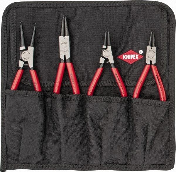 Knipex - 4 Piece, 1/2 to 2-1/2" Bore, 3/8 to 2-1/2" Shaft, Internal/External Retaining Ring Pliers Set - 0.053 to 0.07" Tip Diam Range - Industrial Tool & Supply