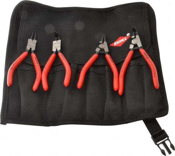 Knipex - 4 Piece, 1/2 to 1" Bore, 3/8 to 1" Shaft, Internal/External Retaining Ring Pliers Set - 0.051 to 0.053" Tip Diam Range - Industrial Tool & Supply