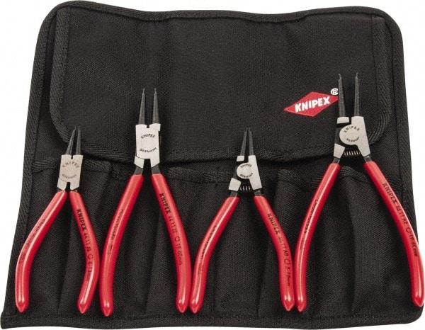Knipex - 4 Piece, 5/16 to 2-1/2" Bore, 1/8 to 2-1/2" Shaft, Internal/External Retaining Ring Pliers Set - 0.035 to 0.07" Tip Diam Range - Industrial Tool & Supply