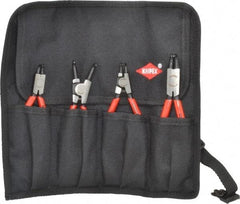 Knipex - 4 Piece, 5/16 to 2-1/2" Bore, 1/8 to 2-1/2" Shaft, Internal/External Retaining Ring Pliers Set - 0.035 to 0.07" Tip Diam Range - Industrial Tool & Supply