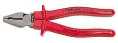 Knipex - 7" OAL, 1-1/4" Jaw Length x 7/8" Jaw Width, Side Cutting Pliers - Serrated Pipe Jaw, Flat Nose Head, Ergonomic Handles - Industrial Tool & Supply