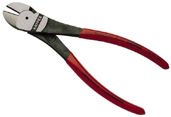 Knipex - 8" OAL, 3/32" Capacity, Diagonal Cutter - 1" Jaw Length x 1" Jaw Width, Oval Head, Plastic Coated Handle - Industrial Tool & Supply