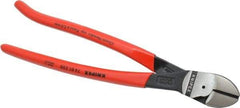 Knipex - 10" OAL, 9/64" Capacity, Diagonal Cutter - 1-1/8" Jaw Length x 1-1/8" Jaw Width, Oval Head, Plastic Coated Handle - Industrial Tool & Supply