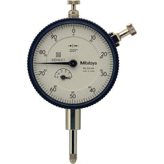 Mitutoyo - 1/2" Range, 0-100 Dial Reading, 0.001" Graduation Dial Drop Indicator - 57mm Dial, 0.1" Range per Revolution, 0.001" Accuracy, Revolution Counter - Industrial Tool & Supply