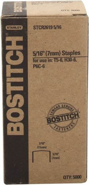 Stanley Bostitch - 1/4" Long x 7/16" Wide, 24 Gauge Crowned Construction Staple - Steel, Chisel Point - Industrial Tool & Supply