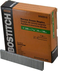 Stanley Bostitch - 1" Long x 7/32" Wide, 18 Gauge Crowned Construction Staple - Steel, Galvanized Finish - Industrial Tool & Supply