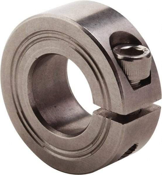 Climax Metal Products - 20mm Bore, Stainless Steel, One Piece Clamp Collar - 1-5/8" Outside Diam - Industrial Tool & Supply