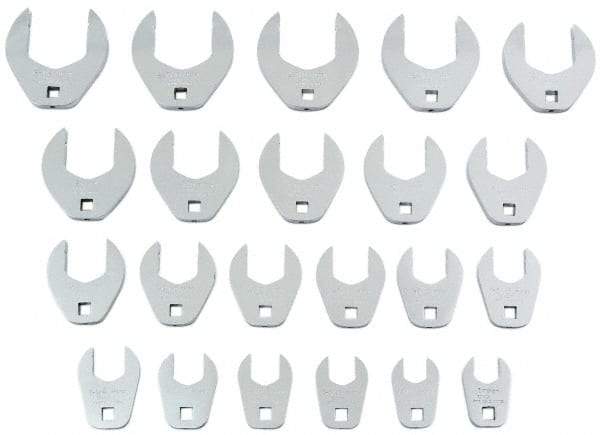 Proto - 22 Piece 1/2" Drive Open End Crowfoot Wrench Set - 15/16 to 2-1/2", with Clip Rail - Industrial Tool & Supply