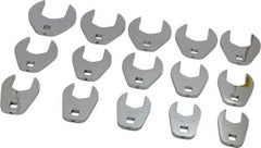 Proto - 15 Piece 1/2" Drive Open End Crowfoot Wrench Set - 1-1/16 to 2", with Clip Rail - Industrial Tool & Supply