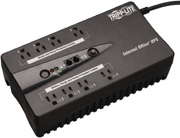 Tripp-Lite - 15 Amp, 550 VA, Flat Pack Mount Standby Backup Uninterruptible Power Supply - Backup 3-1/2 min with Full Load & 10 min with Half Load, 120 VAC Input & Output, 300 Watt Output, 1 Phases, 6 Outlets - Industrial Tool & Supply