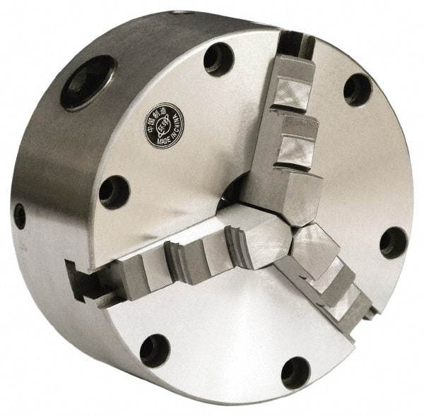 Gibraltar - 3 Jaws, 5" Diam, Self Centering Manual Lathe Chuck - Front Mount, Reversible, 3,000 Max RPM, 1.1811" Through Hole Diam, Cast Iron - Industrial Tool & Supply