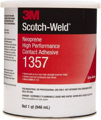 3M - 1 Qt Can Green Contact Adhesive - 1357 1QT HIGH PERFRMNC SCOTCHGRIP CONTACT ADHESV - Industrial Tool & Supply