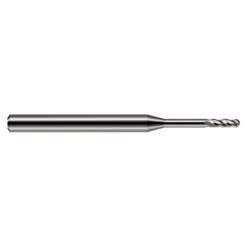 ‎0.075″ Dia. × 1/8″ Shank × 0.225″ DOC × 1-1/2″ OAL, Carbide Uncoated, Standard , 4 Flute, Ballnose End Mill