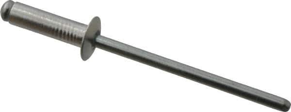 RivetKing - Size 45 Dome Head Aluminum Open End Blind Rivet - Steel Mandrel, 0.251" to 0.312" Grip, 1/4" Head Diam, 0.129" to 0.133" Hole Diam, 0.462" Length Under Head, 1/8" Body Diam - Industrial Tool & Supply