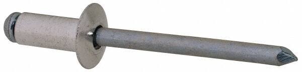RivetKing - Size 64 Dome Head Aluminum Open End Blind Rivet - Steel Mandrel, 0.188" to 1/4" Grip, 3/8" Head Diam, 0.192" to 0.196" Hole Diam, 0.45" Length Under Head, 3/16" Body Diam - Industrial Tool & Supply