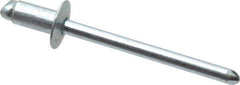 RivetKing - Size 52 Dome Head Steel Open End Blind Rivet - Steel Mandrel, 0.02" to 1/8" Grip, 0.312" Head Diam, 0.16" to 0.164" Hole Diam, 0.3" Length Under Head, 5/32" Body Diam - Industrial Tool & Supply