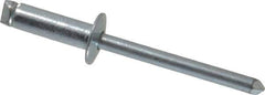 RivetKing - Size 66 Dome Head Steel Open End Blind Rivet - Steel Mandrel, 0.251" to 3/8" Grip, 3/8" Head Diam, 0.192" to 0.196" Hole Diam, 0.575" Length Under Head, 3/16" Body Diam - Industrial Tool & Supply