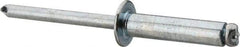 RivetKing - Size 610 Dome Head Steel Open End Blind Rivet - Steel Mandrel, 0.501" to 5/8" Grip, 3/8" Head Diam, 0.192" to 0.196" Hole Diam, 0.825" Length Under Head, 3/16" Body Diam - Industrial Tool & Supply