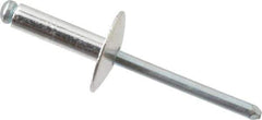RivetKing - Size 68 Large Flange Dome Head Aluminum Open End Blind Rivet - Steel Mandrel, 0.376" to 1/2" Grip, 5/8" Head Diam, 0.192" to 0.196" Hole Diam, 0.7" Length Under Head, 3/16" Body Diam - Industrial Tool & Supply