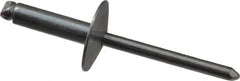 RivetKing - Size 68 Large Flange Dome Head Steel Open End Blind Rivet - Steel Mandrel, 0.376" to 1/2" Grip, 5/8" Head Diam, 0.192" to 0.196" Hole Diam, 0.7" Length Under Head, 3/16" Body Diam - Industrial Tool & Supply