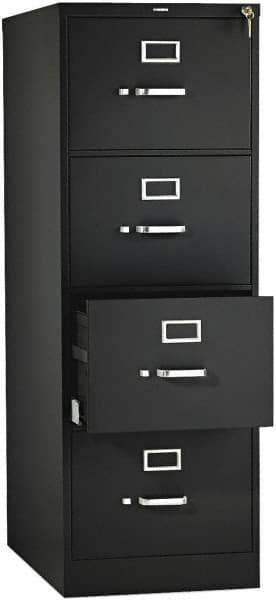 Hon - 18-1/4, 25" Wide x 52" High x 25" Deep, 4 Drawer Vertical File with Lock - Steel, Black - Industrial Tool & Supply