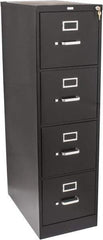 Hon - 15" Wide x 52" High x 25" Deep, 4 Drawer Vertical File with Lock - Steel, Black - Industrial Tool & Supply