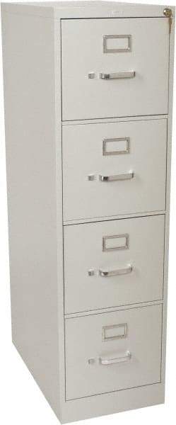 Hon - 15" Wide x 52" High x 25" Deep, 4 Drawer Vertical File with Lock - Steel, Light Gray - Industrial Tool & Supply