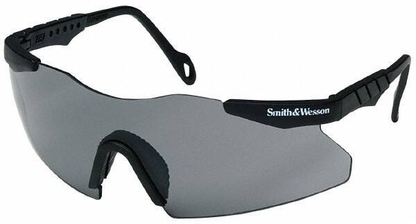 Smith & Wesson - Smoke Lenses, Framed Safety Glasses - Scratch Resistant, Black Plastic Frame, Size Universal, Wrap Around - Industrial Tool & Supply