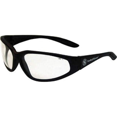 Smith & Wesson - Clear Lenses, Framed Safety Glasses - Scratch Resistant, Black Plastic Frame, Size Universal, Wrap Around - Industrial Tool & Supply