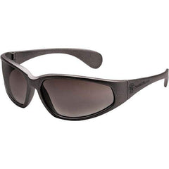 Smith & Wesson - Gray Lenses, Framed Safety Glasses - Scratch Resistant, Black Plastic Frame, Size Universal, Wrap Around - Industrial Tool & Supply