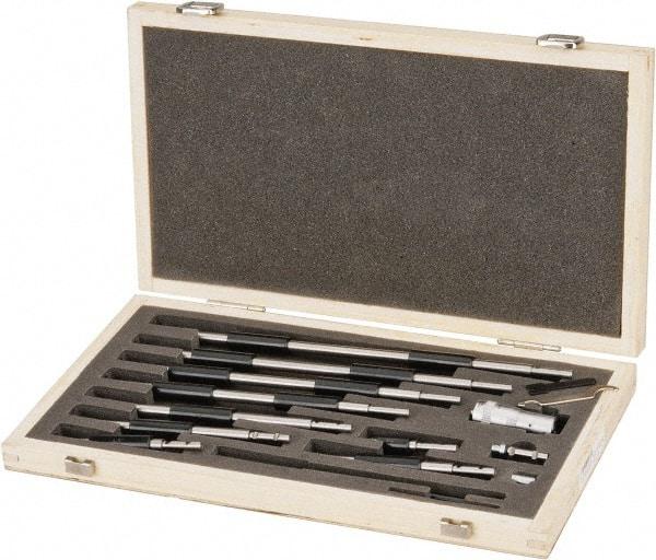 SPI - 2 to 12", Mechanical, Interchangeable Rod Micrometer - 0.001 Inch Graduation, Accurate Up to 0.0004 Inch, 0.248 Inch Rod Diameter, 1/2 Inch Travel, 10 Rods, NIST Traceability Certification Included - Industrial Tool & Supply