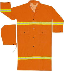 MCR Safety - Size M, High Visibility Orange, Rain Jacket - 2 Pockets, Attached Hood - Industrial Tool & Supply