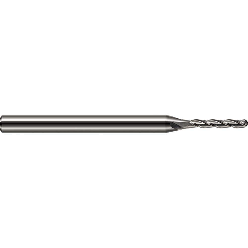 Ball End Mill: 4 Flute, Solid Carbide 2-1/2″ OAL, 1/8″ Shank Dia, 30 ° Helix, Uncoated