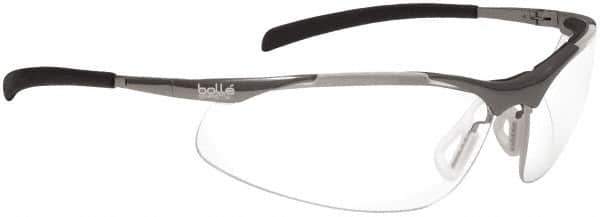 bolle SAFETY - Clear Lenses, Framed Safety Glasses - Anti-Fog, Scratch Resistant, Silver Frame - Industrial Tool & Supply