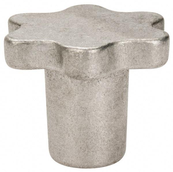Made in USA - 2" Head Diam, 6 Point Scalloped Knob - 3/8" Hole, Aluminum - Industrial Tool & Supply