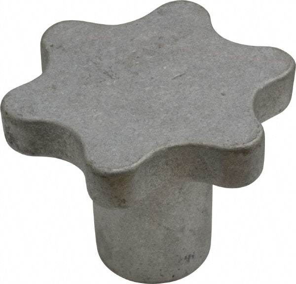 Made in USA - 2-1/2" Head Diam, 6 Point Scalloped Knob - 1/2" Hole, Aluminum - Industrial Tool & Supply