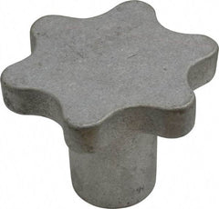 Made in USA - 2-1/2" Head Diam, 6 Point Scalloped Knob - 1/2" Hole, Aluminum - Industrial Tool & Supply
