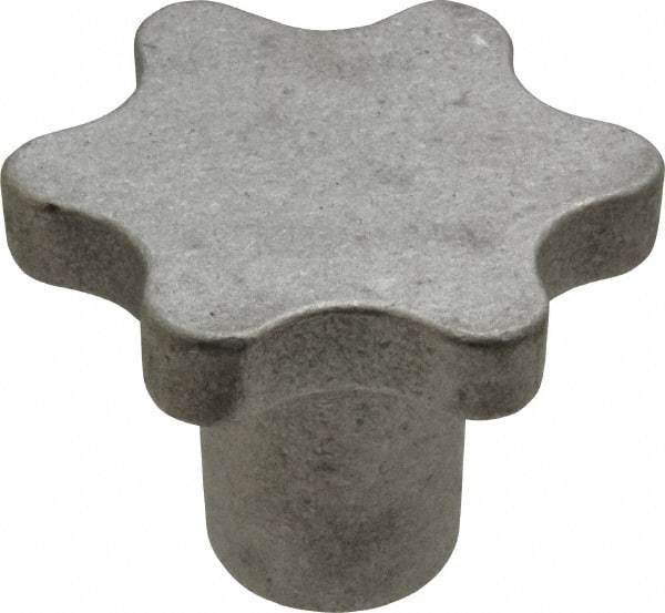 Made in USA - 2-1/2" Head Diam, 6 Point Scalloped Knob - 1/2-13 Hole, Aluminum - Industrial Tool & Supply