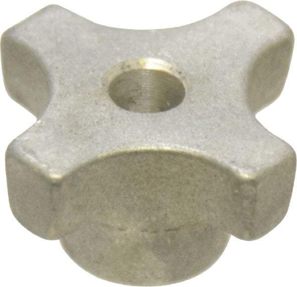 Made in USA - 1-1/8" Head Diam, 4 Point Lobed Knob - 1/4" Hole, Aluminum - Industrial Tool & Supply