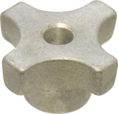 Made in USA - 1-1/8" Head Diam, 4 Point Lobed Knob - 1/4" Hole, Aluminum - Industrial Tool & Supply