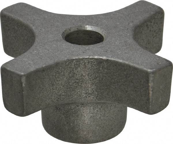 Made in USA - 2" Head Diam, 4 Point Lobed Knob - 3/8" Hole, Aluminum - Industrial Tool & Supply