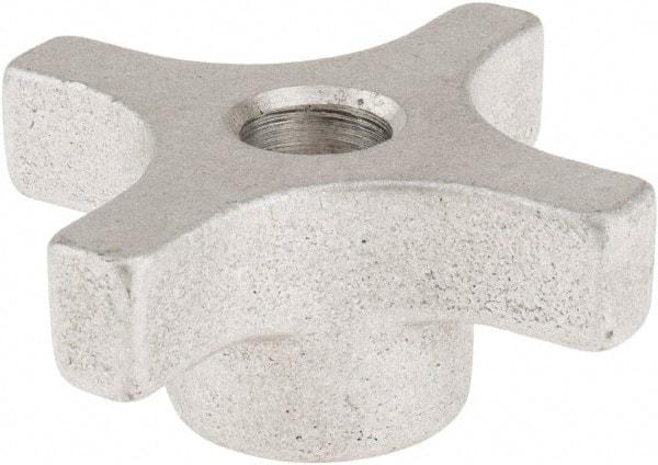 Made in USA - 3" Head Diam, 4 Point Lobed Knob - 5/8" Hole, Aluminum - Industrial Tool & Supply
