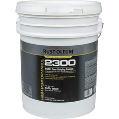 Rust-Oleum - 5 Gal Traffic Yellow Flat Finish Striping Paint - 410 to 540 Sq Ft per Gal, Interior/Exterior - Industrial Tool & Supply