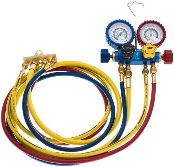 Imperial - 4 Valve Manifold Gauge - With 4 x 5' Hose - Industrial Tool & Supply