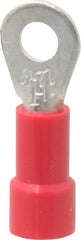 Made in USA - 22-18 AWG Fully Insulated Crimp Connection Circular Ring Terminal - #6 Stud, Copper Contact - Industrial Tool & Supply