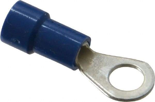 Made in USA - 16-14 AWG Fully Insulated Crimp Connection Circular Ring Terminal - #10 Stud, Copper Contact - Industrial Tool & Supply