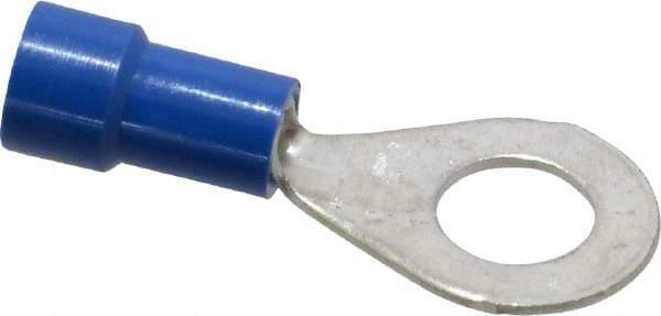 Made in USA - 16-14 AWG Fully Insulated Crimp Connection Circular Ring Terminal - 1/4" Stud, Copper Contact - Industrial Tool & Supply