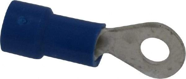 Made in USA - 16-14 AWG Fully Insulated Crimp Connection Circular Ring Terminal - #6 Stud, Copper Contact - Industrial Tool & Supply