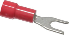 Made in USA - #6 Stud, 22 to 18 AWG Compatible, Fully Insulated, Crimp Connection, Standard Fork Terminal - Industrial Tool & Supply