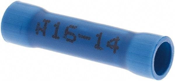 Made in USA - 16 to 14 AWG Compatible, Butt Splice Terminal - Blue - Industrial Tool & Supply
